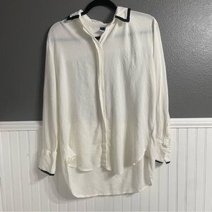 Elegant White Women’s Shirt with Black Trim